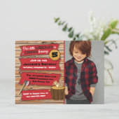 Invitation Fête d'anniversaire Russe Lumberjack avec photo (Debout devant)