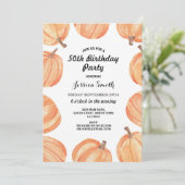 Invitation Fête d'anniversaire Rustic Watercolor Citrouille A (Debout devant)