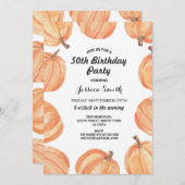 Invitation Fête d'anniversaire Rustic Watercolor Citrouille A (Devant / Derrière)
