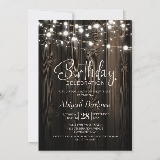 Invitation Fête d'anniversaire Rustic Wood (Devant)