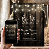 Invitation Fête d'anniversaire Rustic Wood