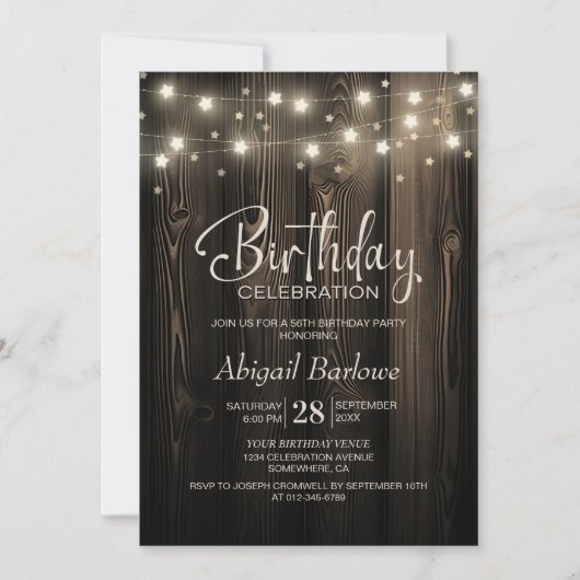 Invitation Fête d'anniversaire Rustic Wood (Devant)