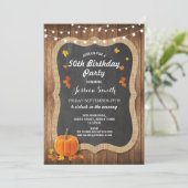 Invitation Fête d'anniversaire Rustic Wood Citrouille Chalk I (Debout devant)