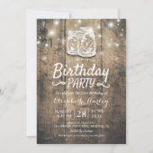 Invitation Fête d'anniversaire Rustic Wood Mason Jar String l (Devant)
