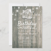 Invitation Fête d'anniversaire Rustic Wood Mason Jar String l (Devant)