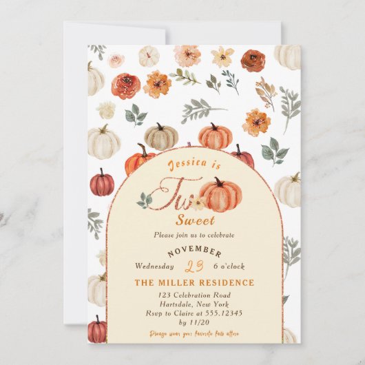 Invitation Fête d'anniversaire rustique automnal deux douceur (Devant)