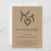 Invitation Fête d'anniversaire Rustique Buck & Doe avec bois  (Devant)