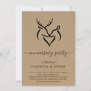 Invitation Fête d'anniversaire Rustique Buck & Doe Bois de Ce