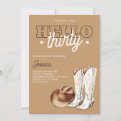 Invitation Fête d'anniversaire rustique campagne Hello Thirty (Devant)