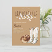 Invitation Fête d'anniversaire rustique campagne Hello Thirty (Debout devant)