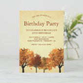 Invitation Fête d'anniversaire rustique d'automne avec des ar (Debout devant)