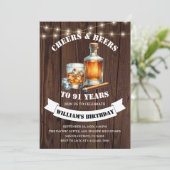 Invitation Fête d'anniversaire rustique de 91 ans Cheers & Be (Debout devant)