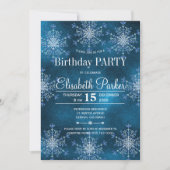 Invitation Fête d'anniversaire rustique de l'hiver aux flocon (Devant)