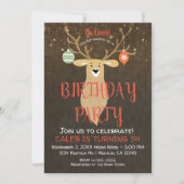 Invitation Fête d'anniversaire rustique de Noël avec cerfs (Devant)
