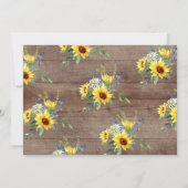 Invitation Fête d'anniversaire rustique de tournesol jaune (Dos)