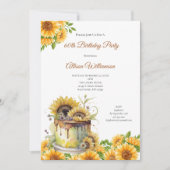 Invitation Fête d'anniversaire rustique de tournesols pour se (Devant)
