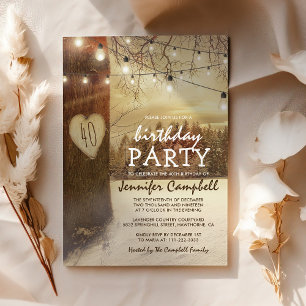 Invitation Fête d'anniversaire rustique et hivernale pour adu