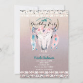 Invitation Fête d'anniversaire Rustique Glam Boho Floral Crân (Devant)
