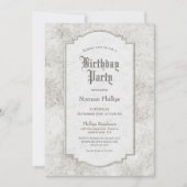 Invitation Fête d'anniversaire Rustique Gris pâle en pierre s (Devant)
