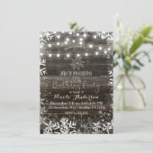 Invitation Fête d'anniversaire rustique Lumières d'hiver et f (Debout devant)