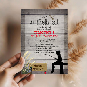 Invitation Fête d'anniversaire rustique 'Parti Pêcher' pour e