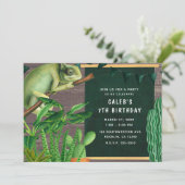 Invitation Fête d'anniversaire rustique sur le thème des igua (Debout devant)