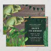 Invitation Fête d'anniversaire rustique sur le thème des igua (Devant / Derrière)