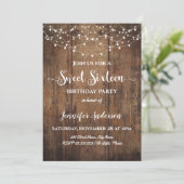 Invitation Fête d'anniversaire rustique Sweet 16 (Debout devant)