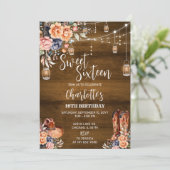 Invitation Fête d'anniversaire rustique western pour une Swee (Debout devant)