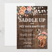 Invitation Fête d'anniversaire rustique western Saddle Up (Devant / Derrière)