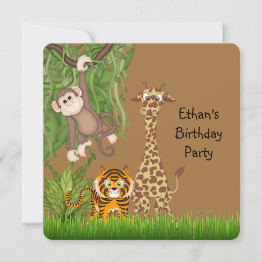 Invitation Fête d'anniversaire Safari (Devant)