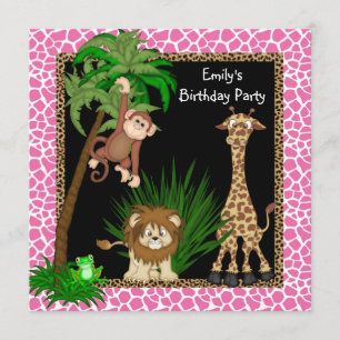 Invitation Fête d'anniversaire Safari Filles