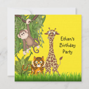 Invitation Fête d'anniversaire Safari Jungle