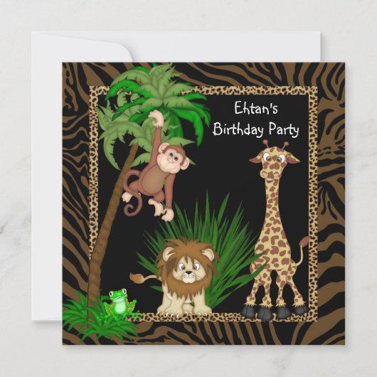 Invitation Fête d'anniversaire Safari pour garçons (Devant)