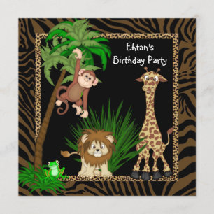 Invitation Fête d'anniversaire Safari pour garçons