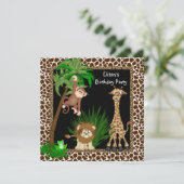 Invitation Fête d'anniversaire safari pour garçons (Debout devant)