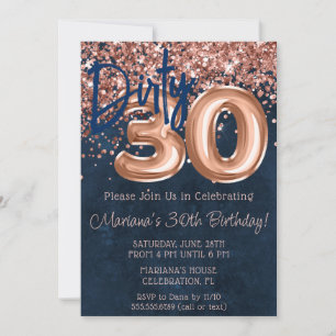 Invitation Fête d'anniversaire sale 30 trente Rose Gold Navy