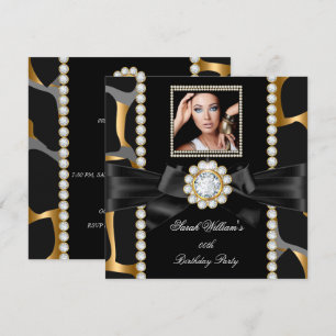 Invitation Fête d'anniversaire sauvage bijou or diamant