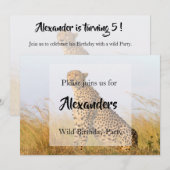 Invitation Fête d'anniversaire sauvage Cheetah personnalisée (Devant / Derrière)