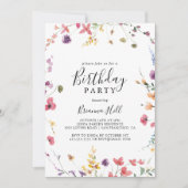 Invitation Fête d'Anniversaire sauvage colorée classique (Devant)