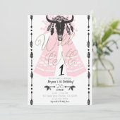 Invitation Fête d'anniversaire sauvage de style boho chic ros (Debout devant)