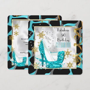 Invitation Fête d'anniversaire sauvage fabuleuse 50 sarcelle