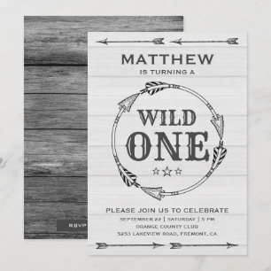 Invitation Fête d'anniversaire sauvage garçon flèches tribale