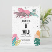 Invitation Fête d'anniversaire sauvage Jungle Animaux Anniver (Debout devant)
