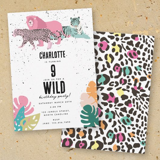 Invitation Fête d'anniversaire sauvage Jungle Animaux Anniver