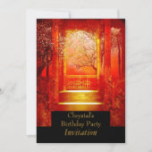 Invitation Fête d'anniversaire Scène asiatique Rouge or (Devant)