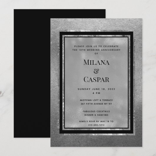 Invitation Fête d'anniversaire scintillante argentée Toasted  (Devant / Derrière)