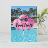Invitation Fête d'anniversaire seize ans rose Ballons (Debout devant)