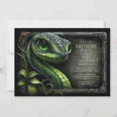 Invitation Fête d'anniversaire Serpent Vert Tropical (Devant)