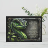 Invitation Fête d'anniversaire Serpent Vert Tropical (Debout devant)